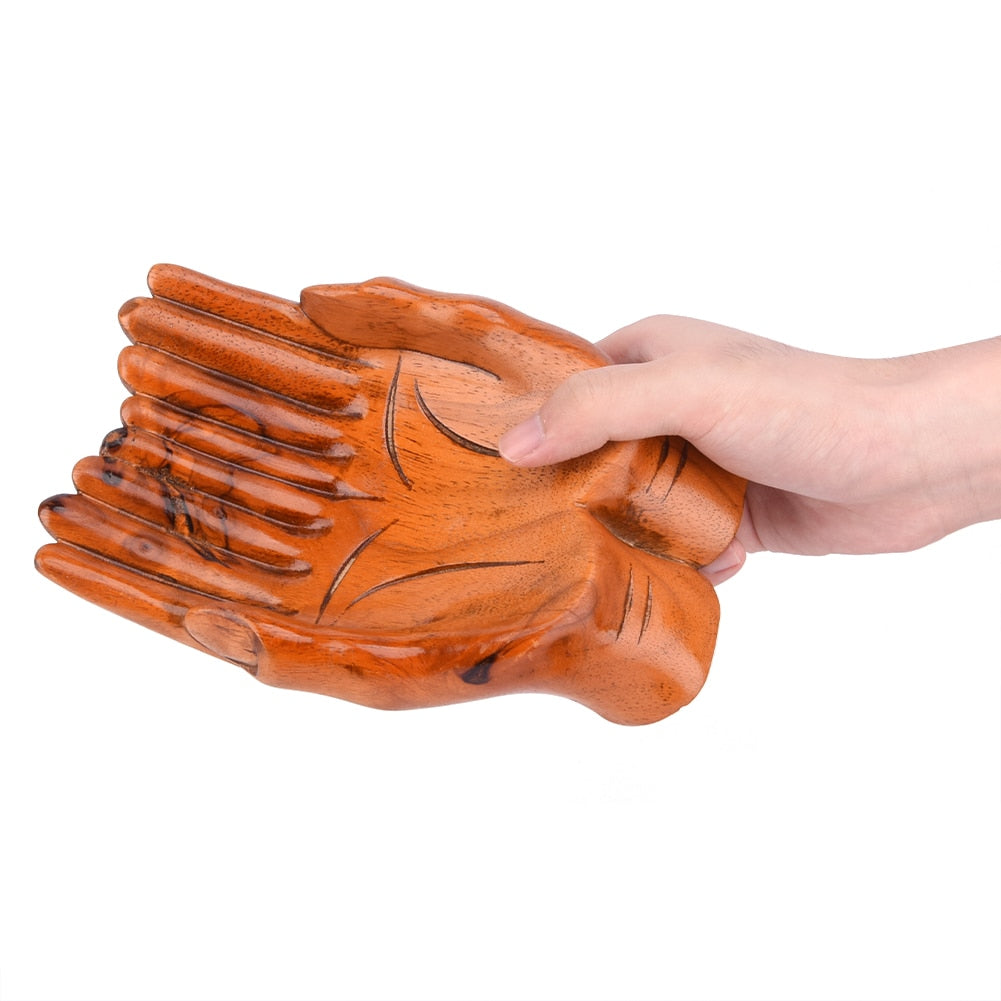 Giving Praying Wooden Carved Hands Candy Holder Home Decor