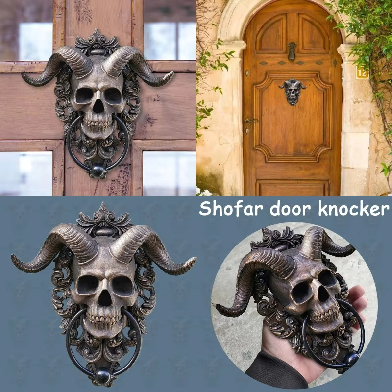 Resin Gothic Goat Skull Door Knocker
