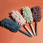 DUSTELLA Telescopic Duster | Extendable up to 80 cm | Microfiber Chenille & Stainless Steel Handle – For Ceiling, Furniture & Corners