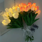 LED lamp with artificial tulip bouquet perfect for gifts or as wedding party home decorations