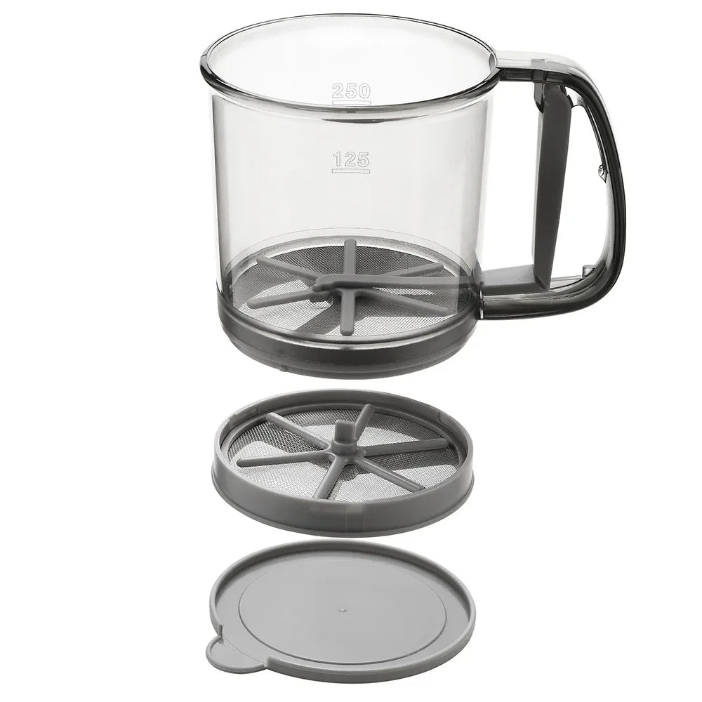 Floura Flour Sifter | One-Hand Operation & Fine Mesh | BPA-Free | 250ml for Flour & Confectioner's Sugar