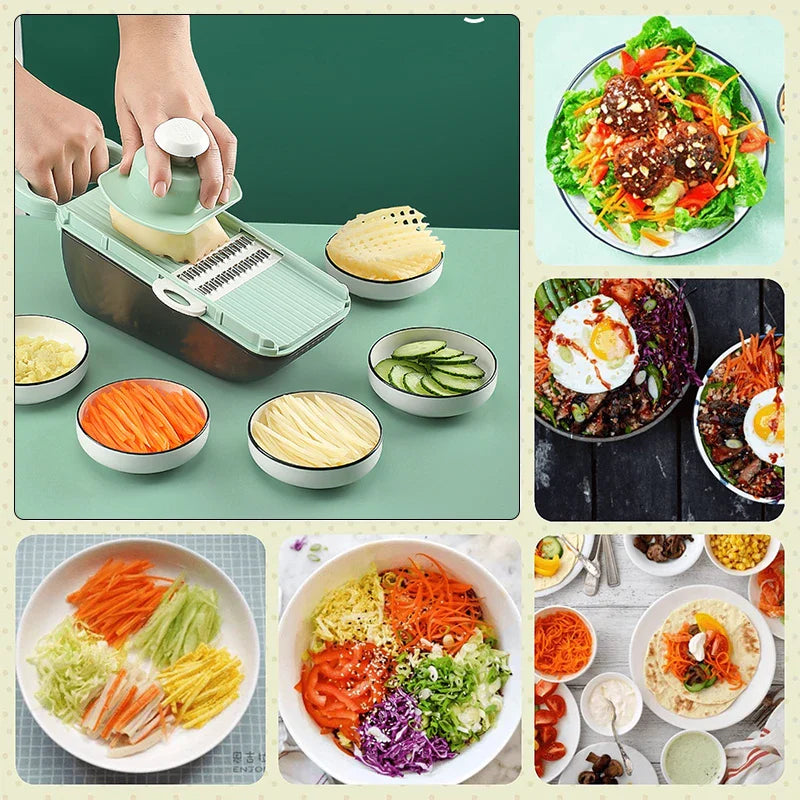 SchnippelMeister Vegetable Cutter 5-in-1 | Multi Cutter with Collection Container | Grater, Slicer & Dicer | BPA-free & Dishwasher Safe | 27×11×10 cm