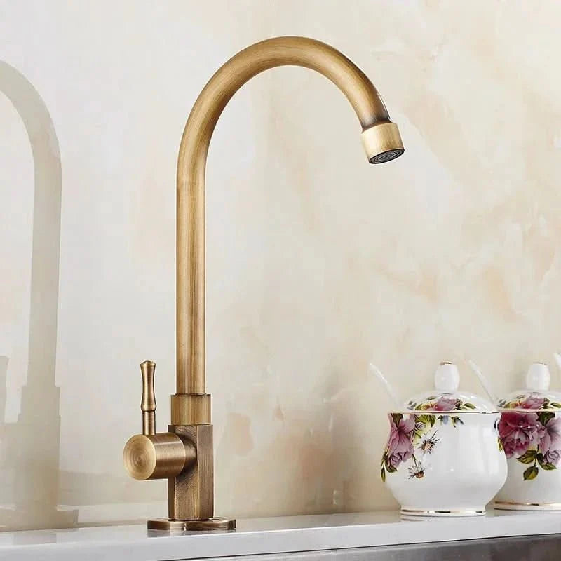 Antique brass swan neck tap for kitchen