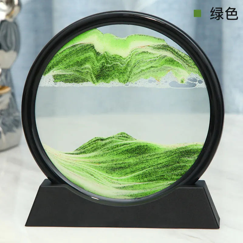 3D Sand Picture Aurelia Flow | Moving Sand Art in Glass | Relaxation & Decoration | Round Design