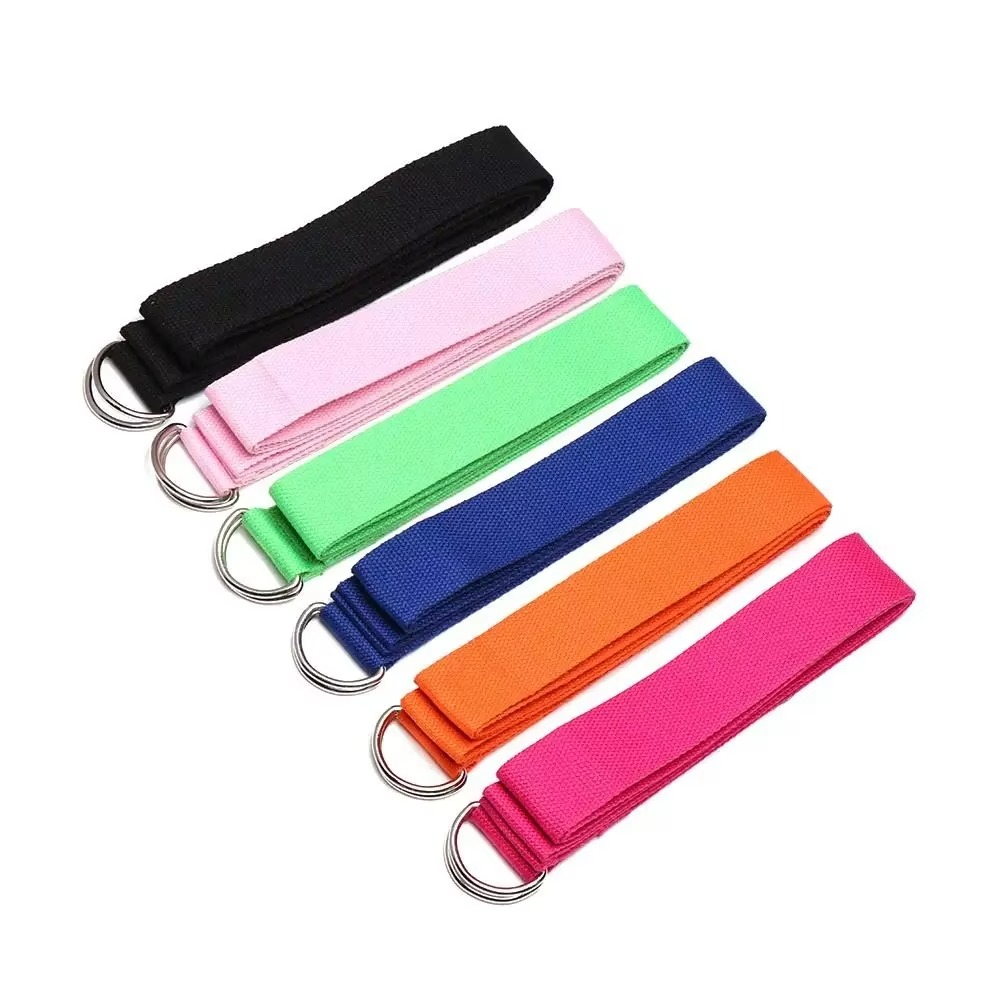 Premium Cotton Yoga Strap with Adjustable D Ring Buckle for Stretching and Pilates