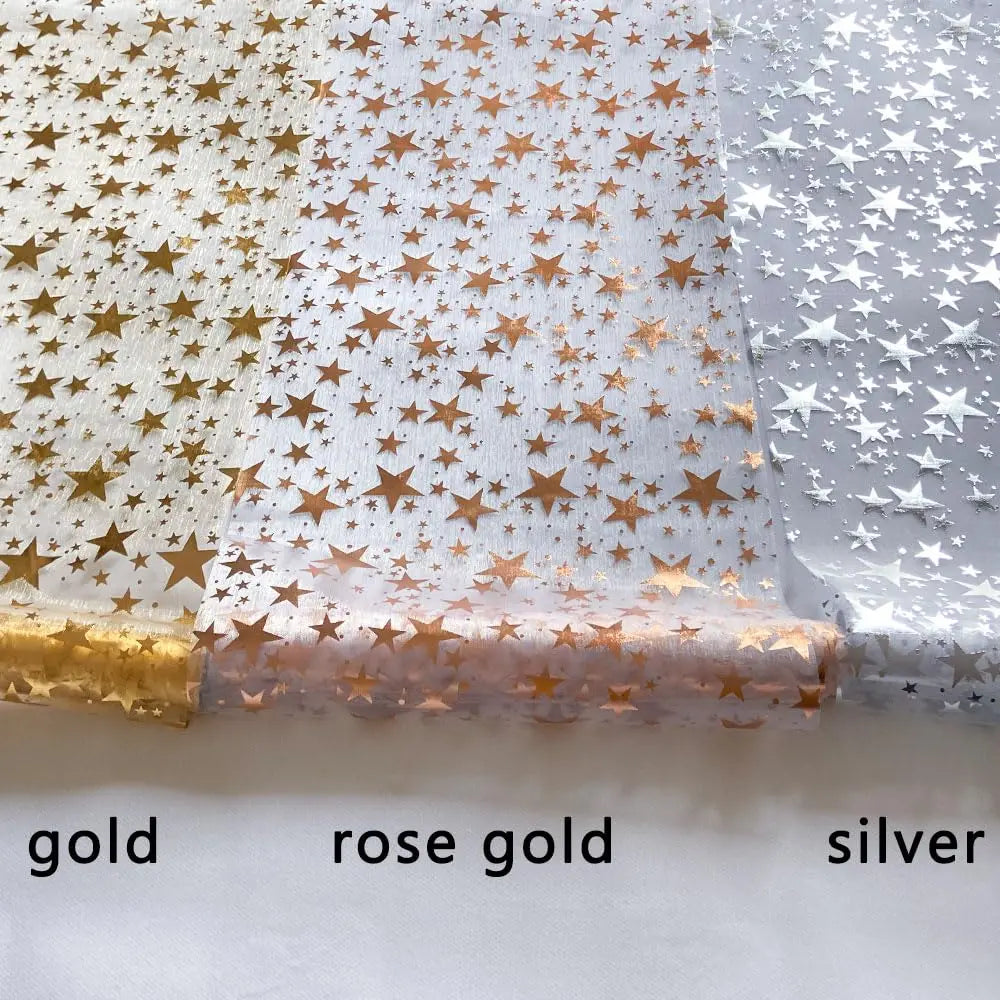 Sparkling Table Runner "StellaLuxe" | Gold, Rose Gold or Silver | Metallic Shimmering Mesh Runner with Star Pattern | For Parties & Dinner Decoration