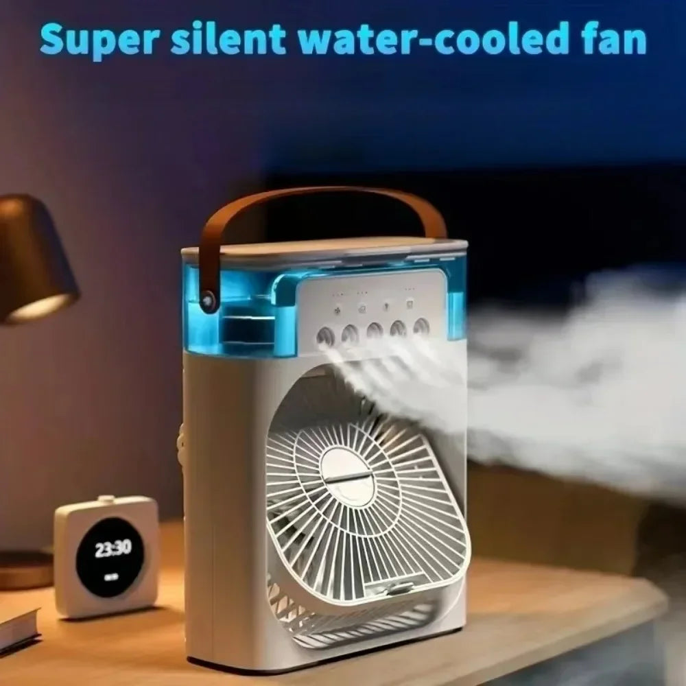 Auronix Mini Air Cooler | 3-in-1 Fan with LED & Humidifier | USB | 600ml Tank