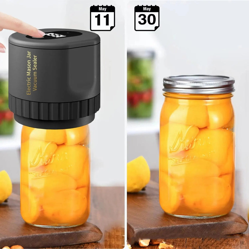 Electric Mason Jar Vacuum Sealing Set - Cordless Sealer for Wide Mouth and Regular Mason Jars - Ideal for Food Storage