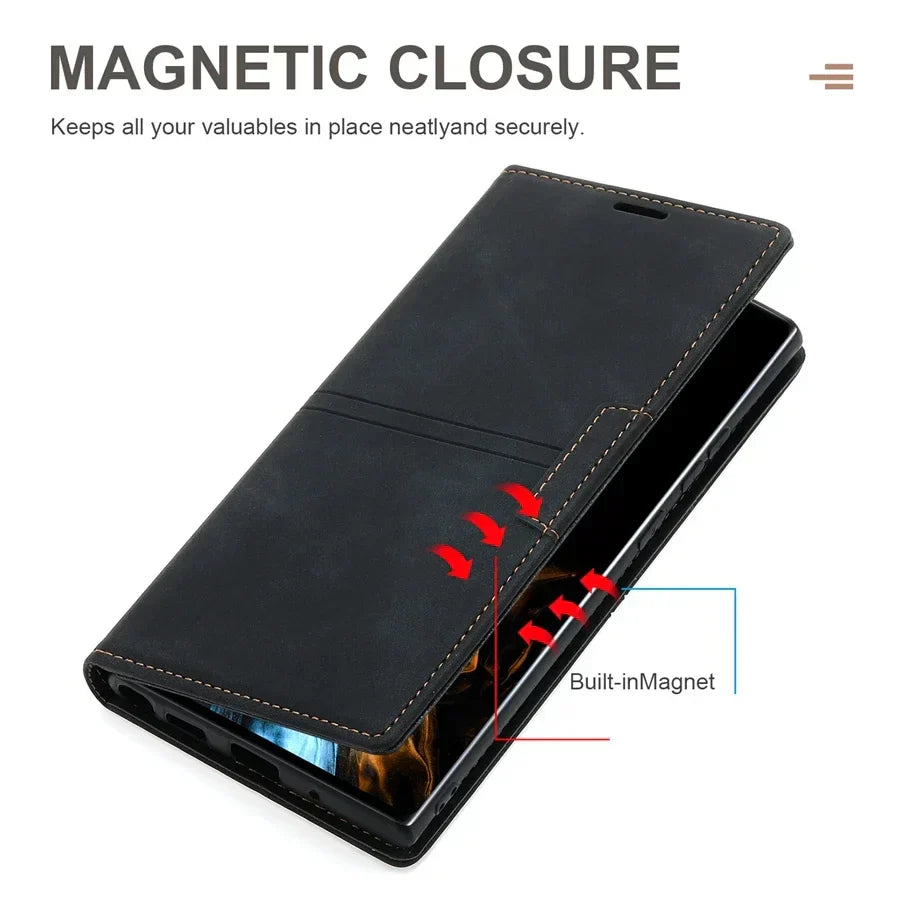 Leather Wallet Cover Flip Case - Google Pixel