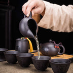 9-piece Set Teawere Retro Designer Cool Purple Sand Ceramic Teapot Set Travel Kong Fu Tea Set Porcelain Purple Sand Pot Tea Strainer