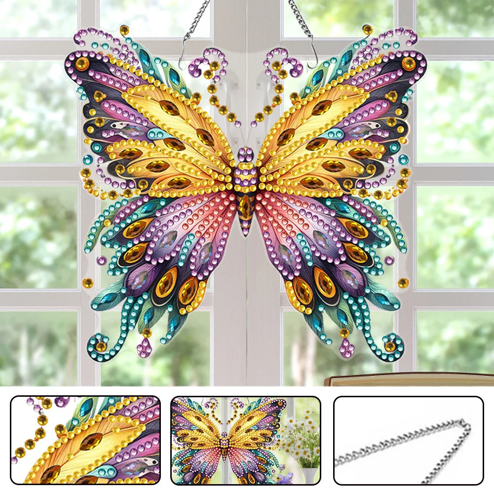 Butterfly Pendant | 5D DIY Diamond Painting | Double-Sided Acrylic | Sparkling Window Decoration