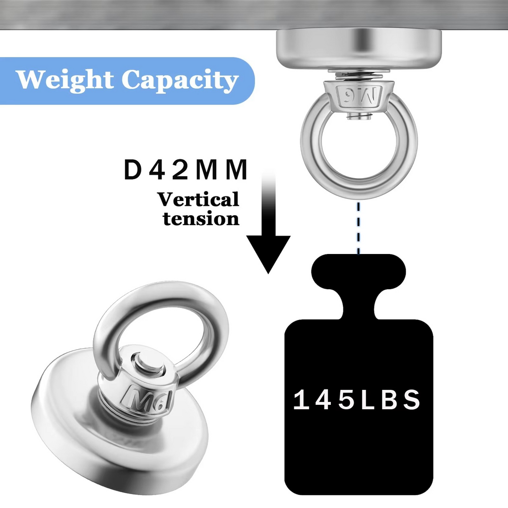 Premium Neodymium Fishing Magnet with Eyebolt for Magnetic Salvaging