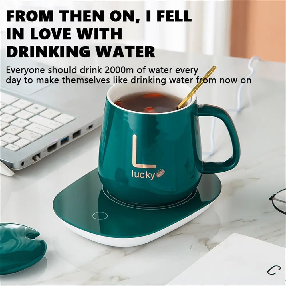 Smart Ceramic Mug Heater Cup Coaster Warmer Thermostat Coffee Heating Electric Mug Set Milk Tea Heating Water Home Office Gift