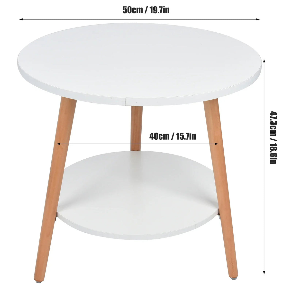 White Side Table with 2 Layers and Storage Space for the Living Room