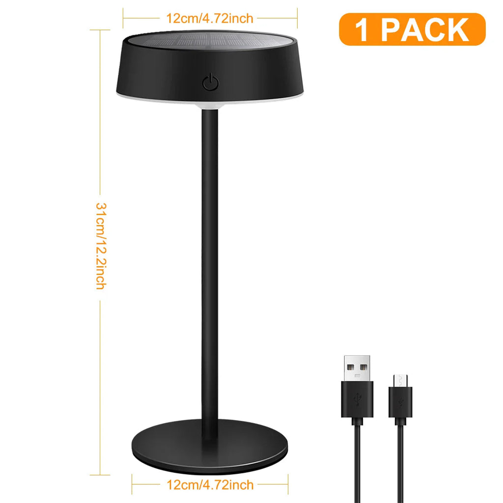 Solvella Solar Table Lamp LED | Dimmable & Cordless | 3 Light Colors | IP65 Waterproof for Indoor & Outdoor