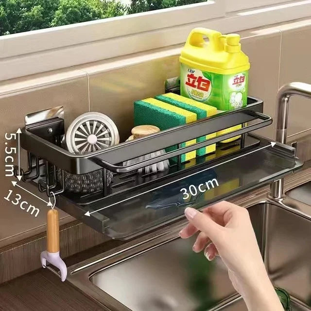 Aluminum Kitchen Shelf | Self-Emptying Sink Shelf – No Drilling Required