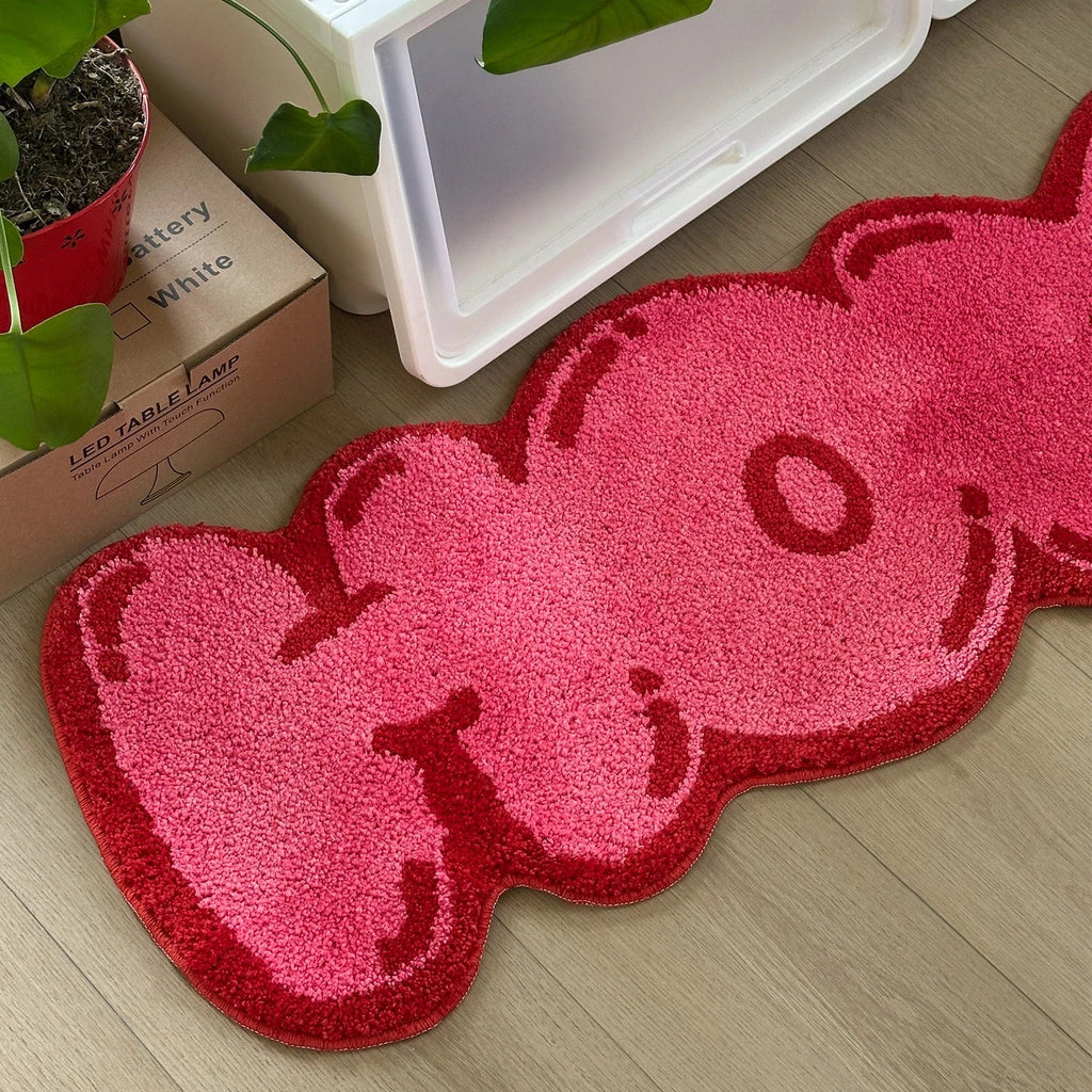 Pink Tufted "HOME" Balloon Font Rug