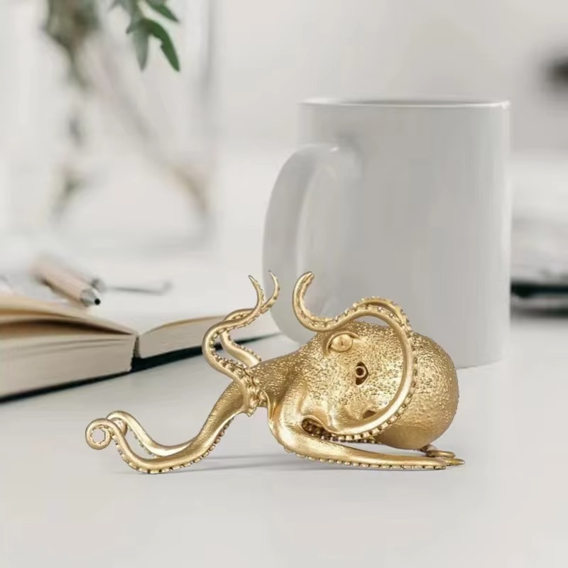 Versatile Golden Octopus Desk Organizer & Phone Stand