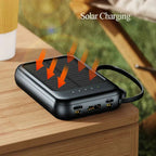 PowerVolt Max 20K | Solar-powered power bank | 4 charging cables integrated | LED flashlight