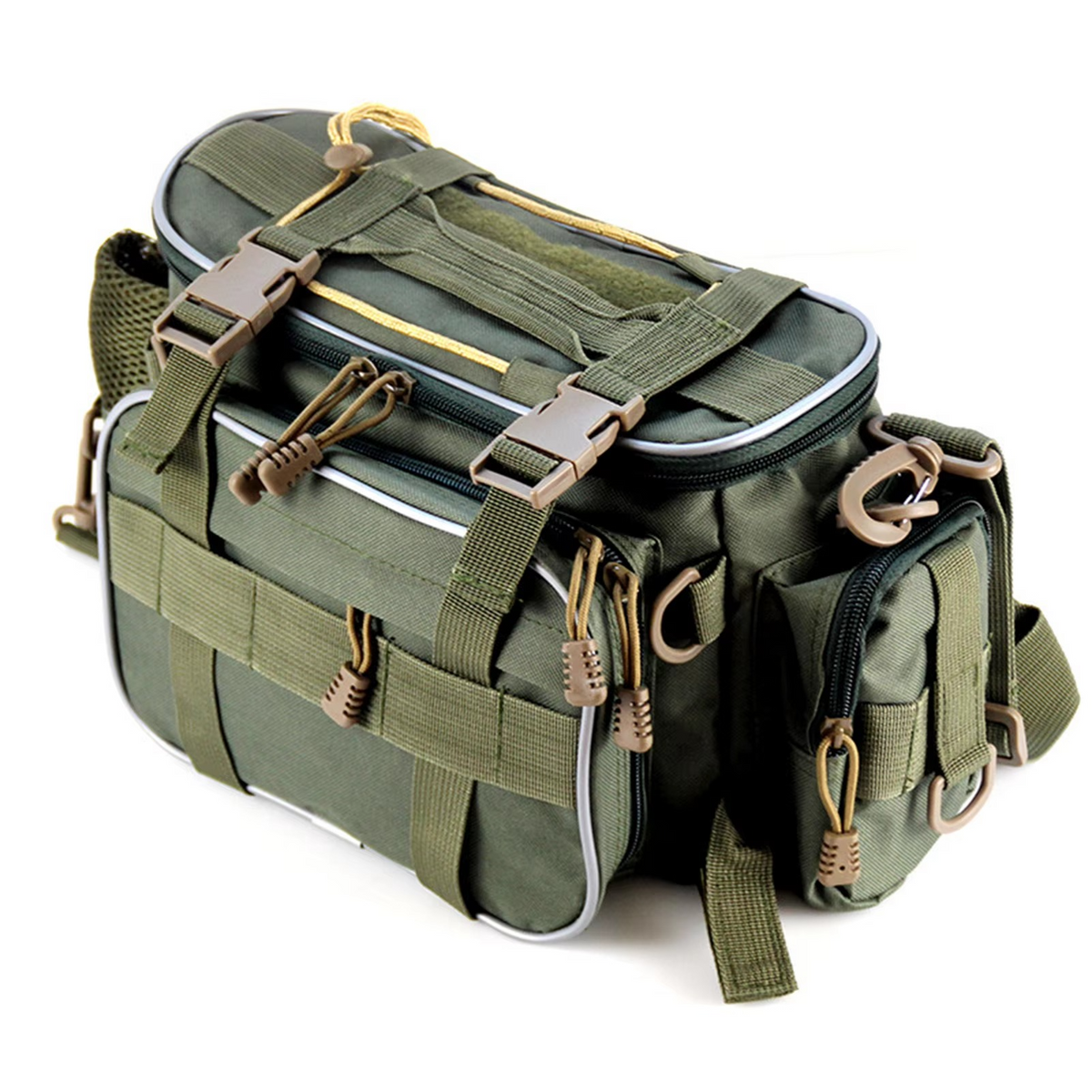 Multi-Pocket Fishing Tackle Bag and Gear Organizer Waist Pack Messenger Handbag