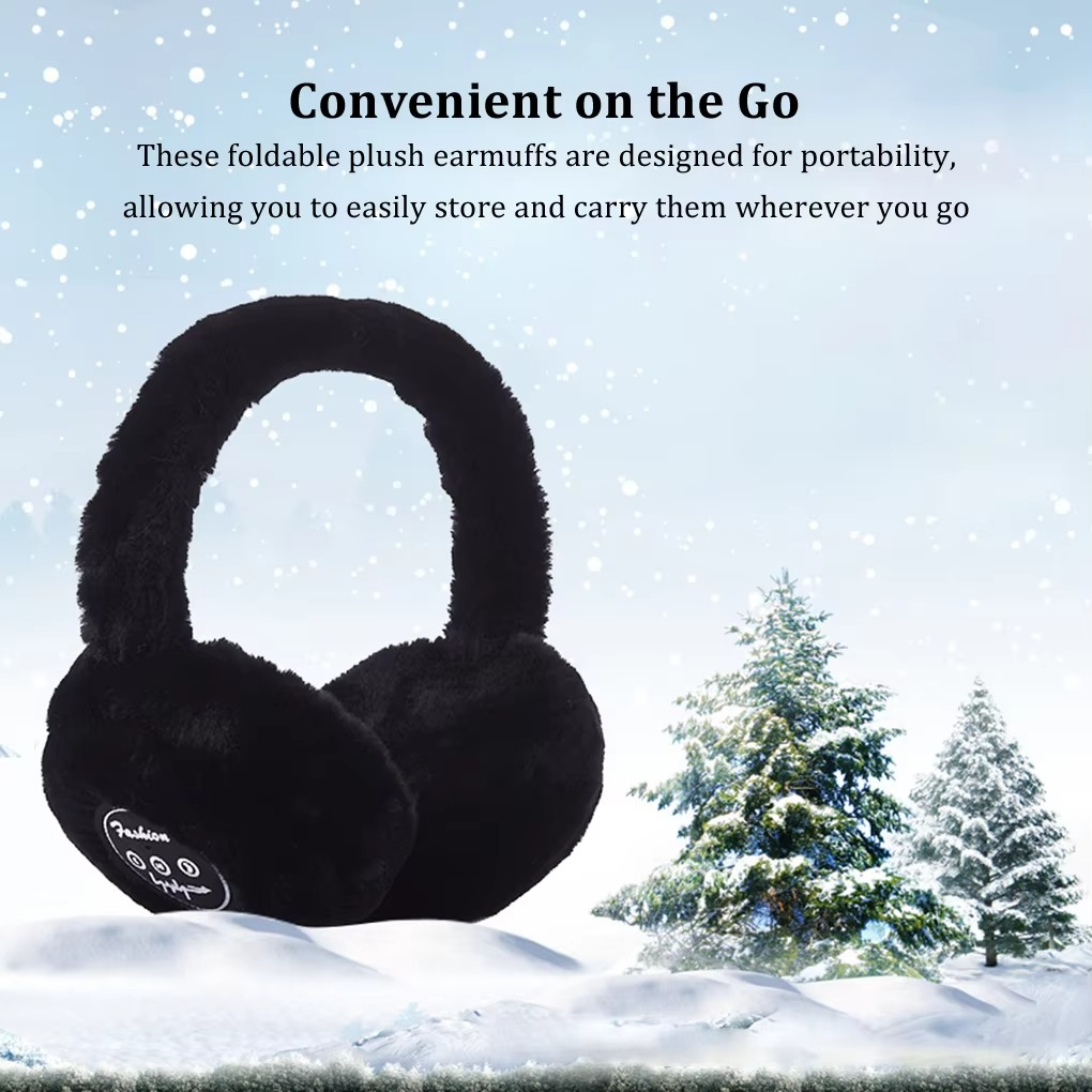 Wireless Plush Earphones with Bluetooth 5.2 and Warm Fur Design