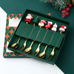 GoldParty Christmas Cutlery Set – Luxury Gold Spoon and Fork with Santa Claus Design