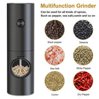 2 Pieces Electric Salt and Pepper Mill with Adjustable Grinding Degree, Refillable Mill, Battery-Powered Kitchen Gadget