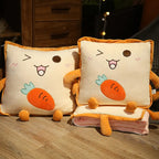 Playful Cartoon Toast Foldable Travel Pillow Blanket