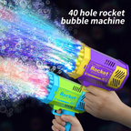 Bubble Handheld Bubble Machine - 40-Hole LED Bubble Gun Set for Kids & Adults