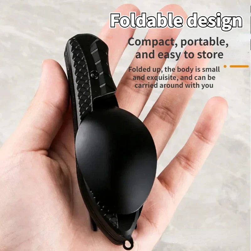 TrailTool 3-in-1 Cutlery | Foldable & Durable | Stainless Steel with Handle | For Camping & Outdoor
