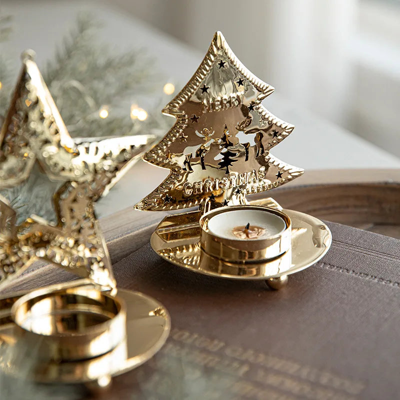 Gold Christmas Candle Holder