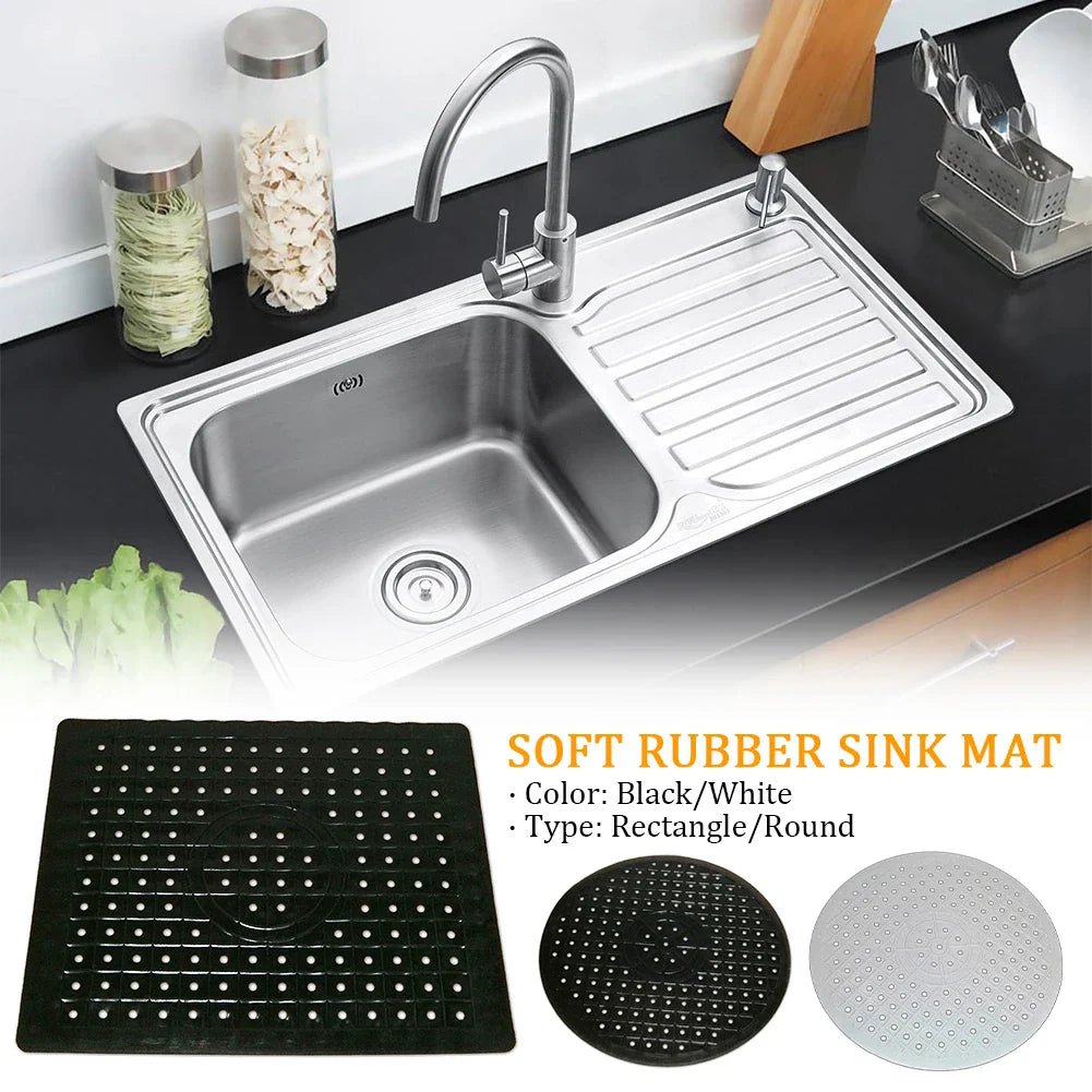 Rubberin Non-slip Sink Mat Made of Rubber | Heat-resistant Draining Mat & Base | Soft Silicone Mat for Kitchen & Bathroom | Rectangular or Round