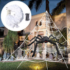 CreepyWeb XXL Spider Web | Triangular | 5 m | Fluffy Halloween Decoration for Garden & Home