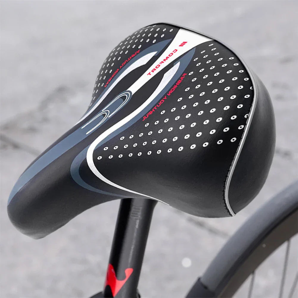 Extra Wide Comfort Bike Saddles with Shock Absorption - PU Leather Cushion for Long Distance Cycling