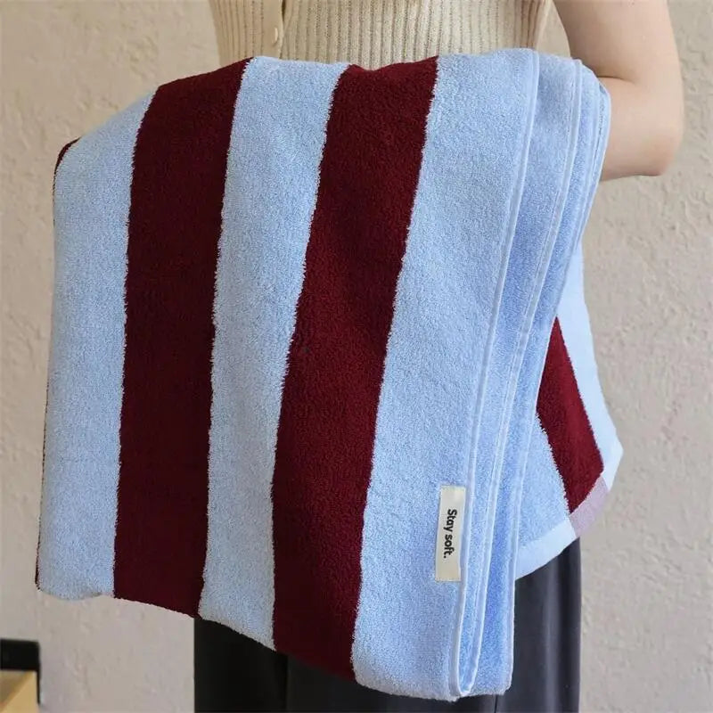 Retro Striped Pure Cotton Towels – Soft & Absorbent