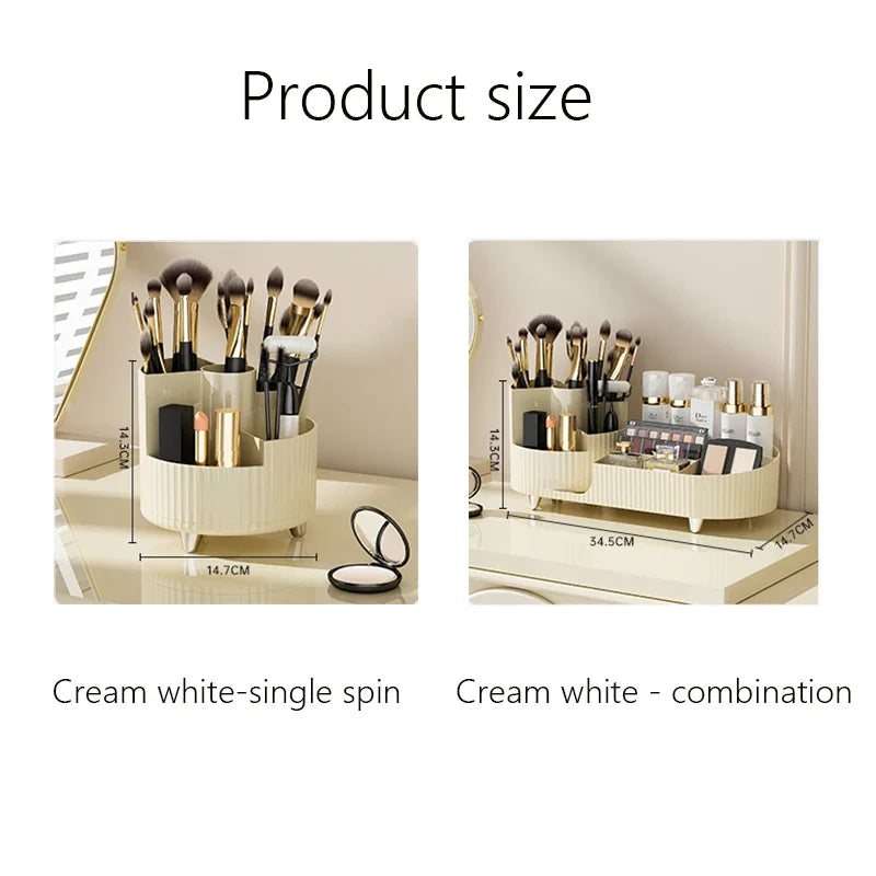 Clearlyn SpinBox Rotatable Make-up Organizer made of Plastic | Cosmetic Box with Compartments | 360° Rotating & Space-Saving | Acrylic Look