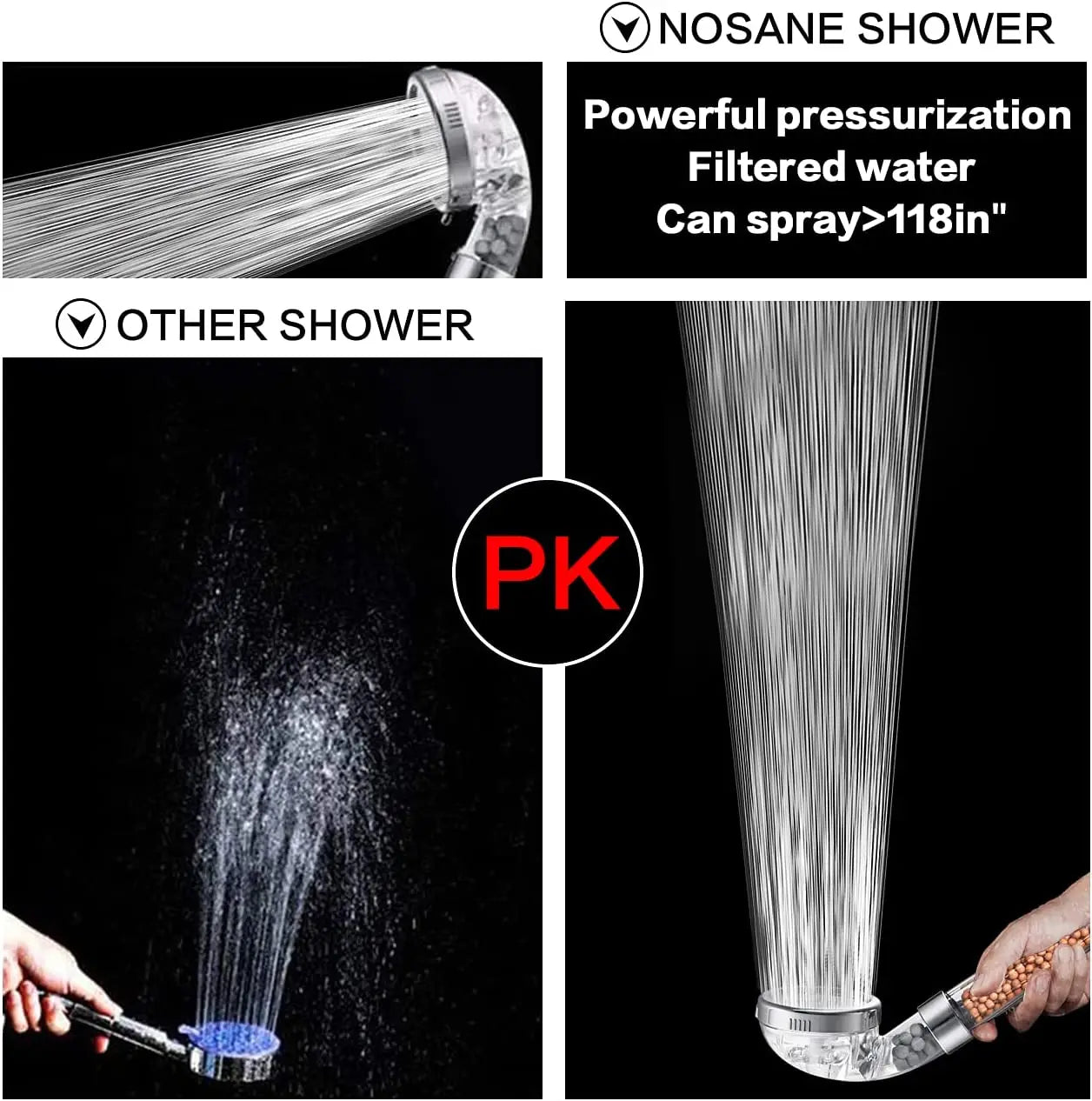 High Pressure Water-Saving Shower Head with Filter - AquaGlow