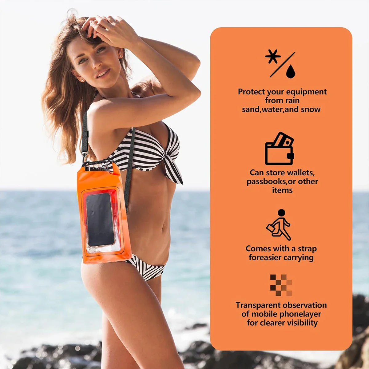AquaVault Waterproof Dry Bag 2L | With Touchscreen Window | Outdoor Bag for Kayaking, Trekking & Water Sports
