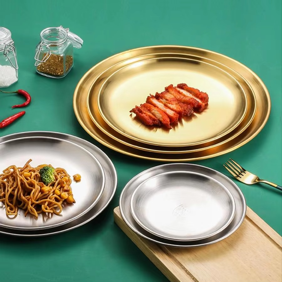 Stainless Steel Round Barbecue Dining Plate