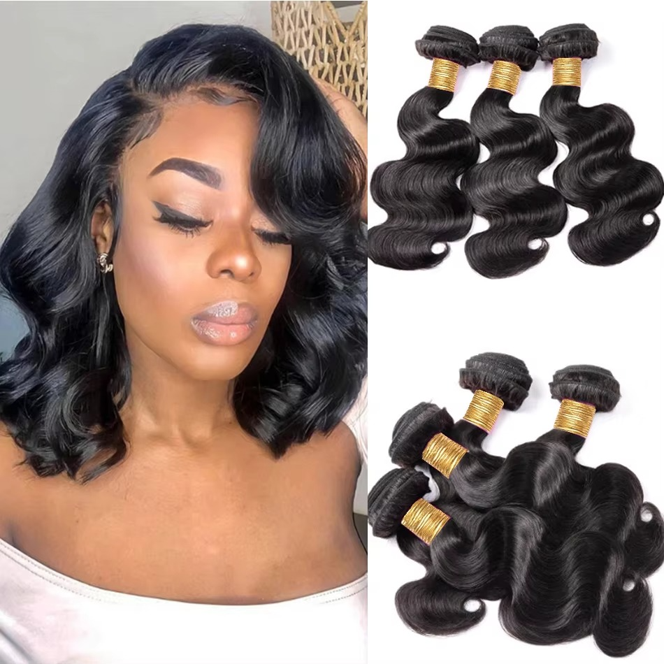 Short Peruvian Body Wave Hair Bundles 3/4 Pack Deals, 100% Unprocessed Virgin Human Hair, Loose Body Weave