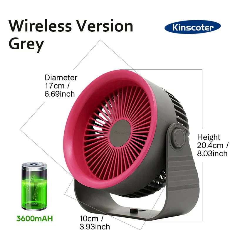 Brisano Mini Fan | 3600 mAh Battery | 4 Levels & USB | Compact & BPA-free