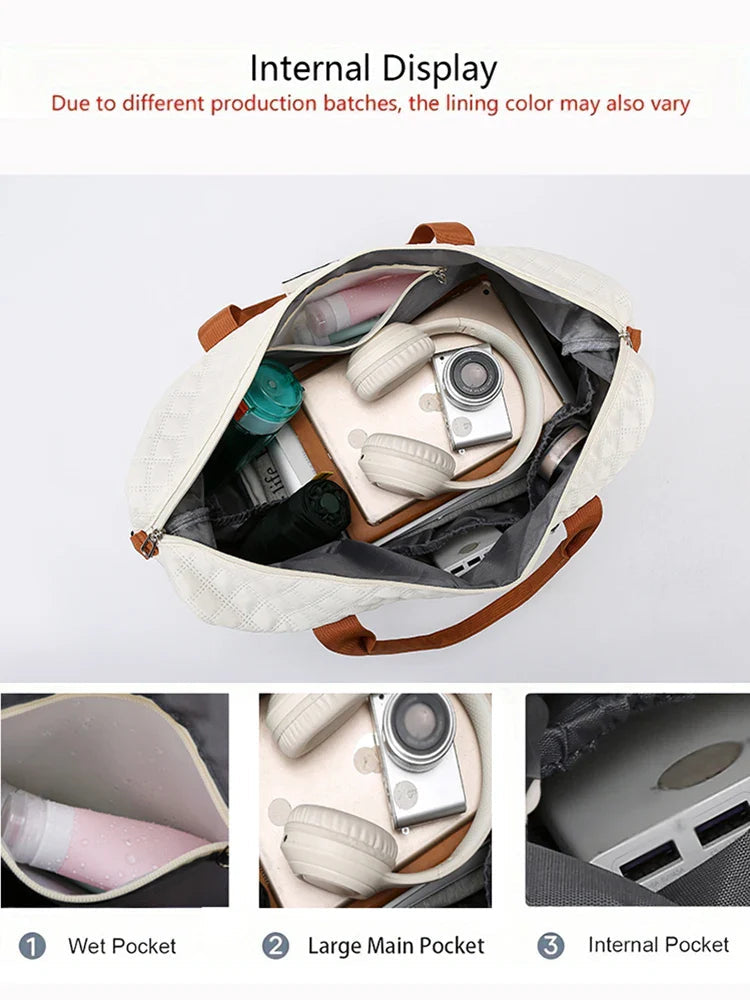 Travessia Travel Bag with Shoe Compartment | Large Capacity & Argyle Design | Nylon Weekender for Sports, Short Trips & Everyday Use
