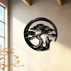 ZENORA Metal Wall Decor Bonsai | Japanese Design with Torii & Enso | 40 × 40 cm