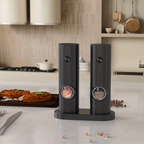 Electric Pepper and Salt Grinder Set with Adjustable Coarseness and LED Light