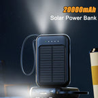 PowerVolt Max 20K | Solar-powered power bank | 4 charging cables integrated | LED flashlight