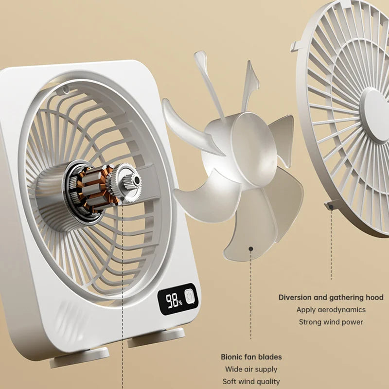 AeroLino USB Desk Fan | 5-Level Digital Display | Portable & Quiet | For Office, School & Home