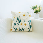 Cushion with Embroidered Daisies for Sofa and Living Room Without Filling