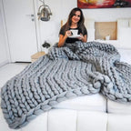 Chunky Knit Blanket – Cozy Wool Blanket for Every Room – Soft & Warm – Perfect for Sofa and Bed
