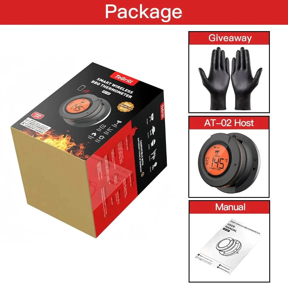 Cordless meat thermometer for BBQ & grill