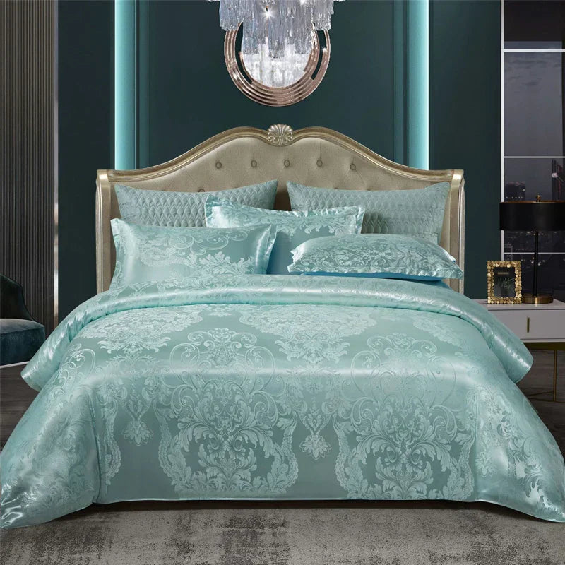 Satin Rayon Jacquard Duvet Cover Set 264x229cm – Luxury Summer Bedding for Comfortable Sleep & Home Décor